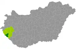 Letenye District within Hungary and Zala County.
