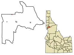 Location of Reubens in Lewis County, Idaho.