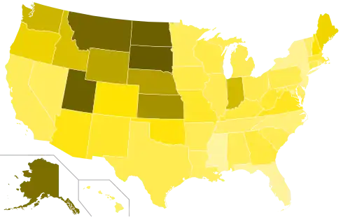 Results by state, shaded according to percentage of the vote for Jo Jorgensen