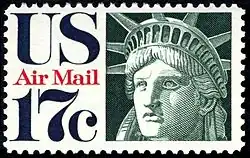 Head of Liberty, U.S. airmail stamp, 1971