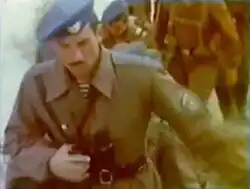 Senior Lieutenant Leonid Khabarov leading his company through the dunes of Taklamakan Desert