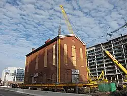 The Adas Israel Synagogue being prepared to be relocated to form part of the Lillian & Albert Small Capital Jewish Museum in Washington, D.C.