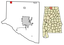 Location of Lester in Limestone County, Alabama.