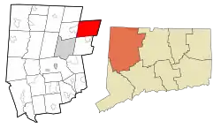 Barkhamsted's location within Litchfield County and Connecticut