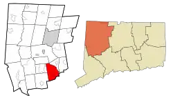 Watertown's location within Litchfield County and Connecticut