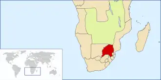 Location of Transvaal, circa 1890