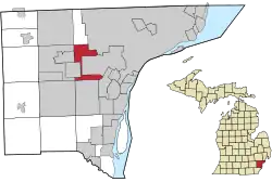 Location within Wayne County