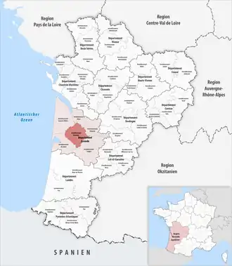 Location within the region Nouvelle-Aquitaine