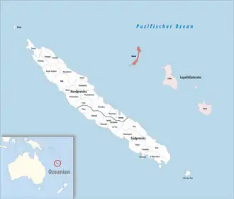 Location of the commune (in red) within New Caledonia