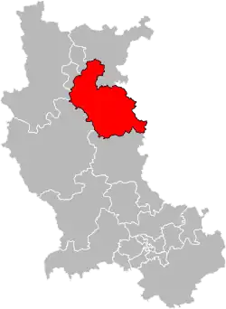 Situation of the canton of Le Coteau in the department of Loire