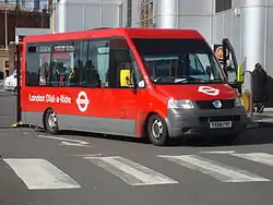 red London Dial-a-Ride minibus