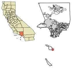 Location of Avalon in Los Angeles County, California