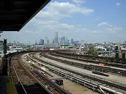 Lower Manhattan skyline from the station prior to the September 11 attacks