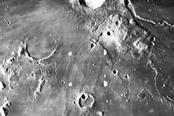 Lunar Orbiter 4 image of Aristarchus crater (top) and Vallis Schröteri, May 1967
