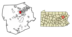 Location of Larksville in Luzerne County, Pennsylvania.