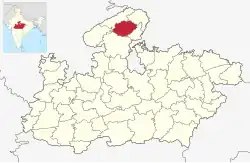 Location of Gwalior district in Madhya Pradesh