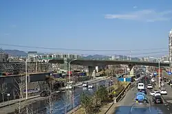 Viaduct of the S1 Line near Shichang under construction in March 2017.