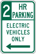 R7-112 Two hour parking, electric vehicles only