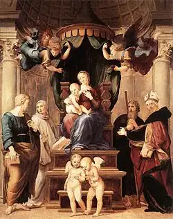 Raphael Madonna of the Canopy. 276 × 224 cm.