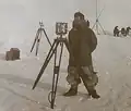 Georges Lecointe taking magnetic observations on the sea ice