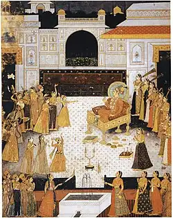 An Evening Performance for Maharaja Abhai Singh. Jodhpur, c. 1725. Mehrangarh Museum Trust