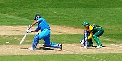 MS Dhoni batting against South Africa during the group stage match of 2013 ICC Champions Trophy