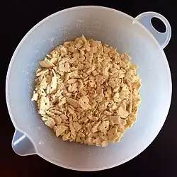 Saltines are crumbled