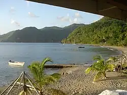 Malgretout Beach, looking north towards Soufrière