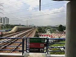 The tracks as seen from the station, heading towards Pandan Jaya LRT station.
