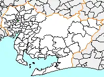 Location of Nishibiwajima in Aichi Prefecture
