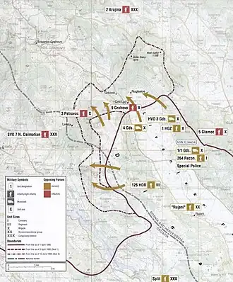 Military map of operations Leap 1 and Leap 2