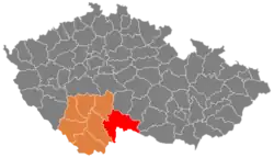 Location in the South Bohemian Region within the Czech Republic