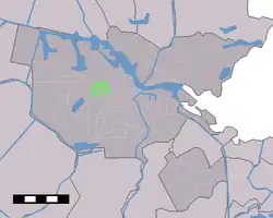 Location of Bos en Lommer (green) in Amsterdam