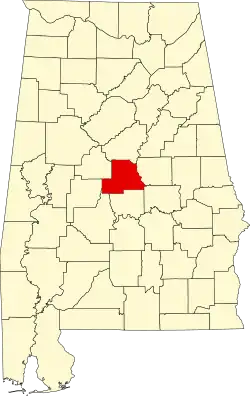State map highlighting Chilton County