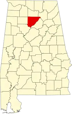 State map highlighting Cullman County