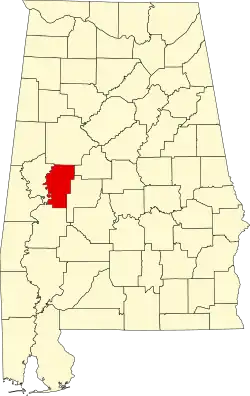 State map highlighting Hale County