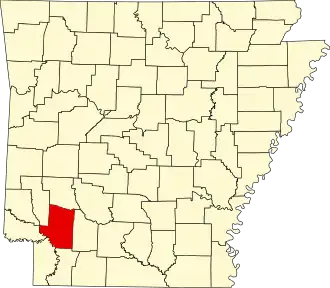 Map of Arkansas highlighting Hempstead County