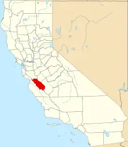 State map highlighting San Benito County