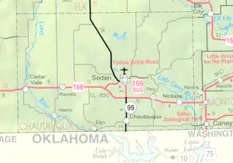 KDOT map of Chautauqua County (legend)