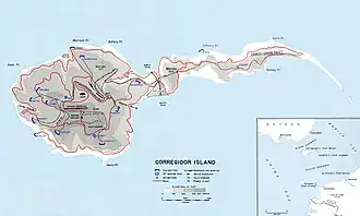 Map of Corregidor Island in 1941