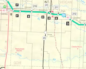 KDOT map of Gove County (legend)