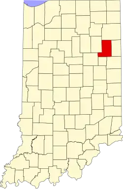Wells County's location in Indiana