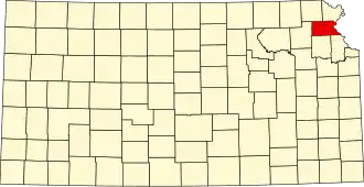 Map of Kansas highlighting Atchison County