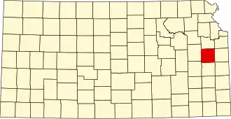 Map of Kansas highlighting Franklin County