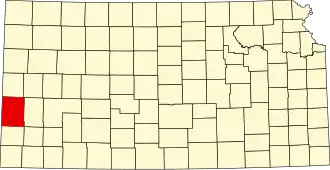 Map of Kansas highlighting Hamilton County