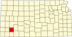 Map of Kansas highlighting Haskell County