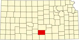 Map of Kansas highlighting Kingman County