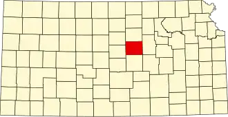 Map of Kansas highlighting Saline County