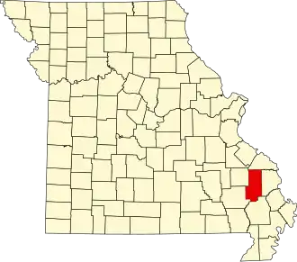 Location of Bollinger County, Missouri