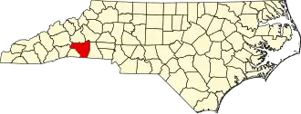 State map highlighting Rutherford County